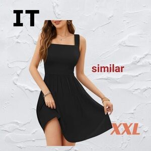 👍*GUC* IT | XXL | Black Square neck Sundress A-lime with pockets